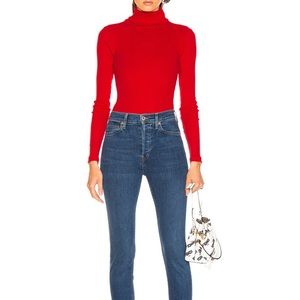 RE/DONE red turtleneck bodysuit